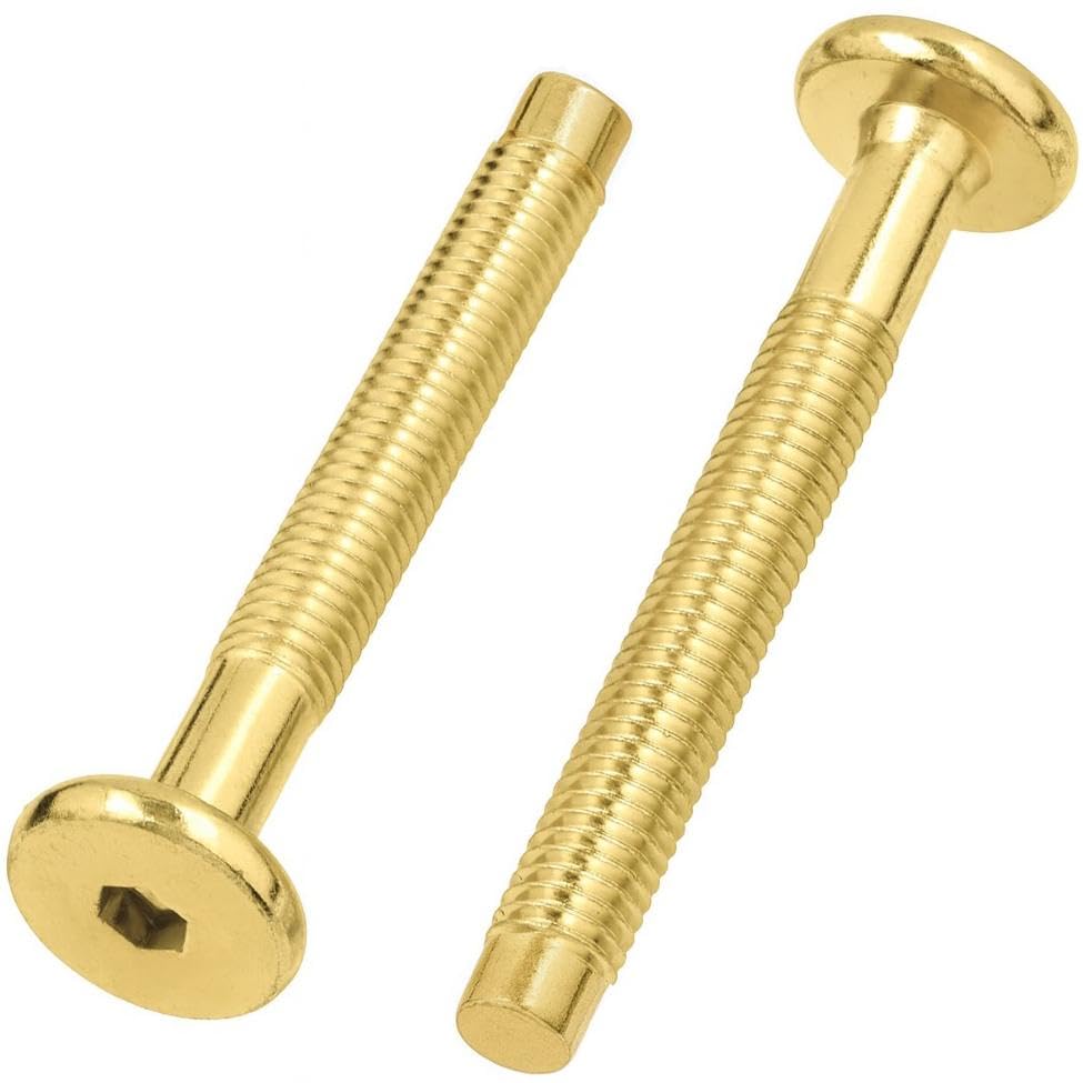 M6 (6mm x 55mm/40mm) (Pack of 20) Yellow Flat Head Furniture Screw Hex Drive Socket 4.8 Zinc Plated Steel with Metric Partially Threaded with Dogpoint (Unthreaded Tip) Bolts for Cots Beds Crib N03AD