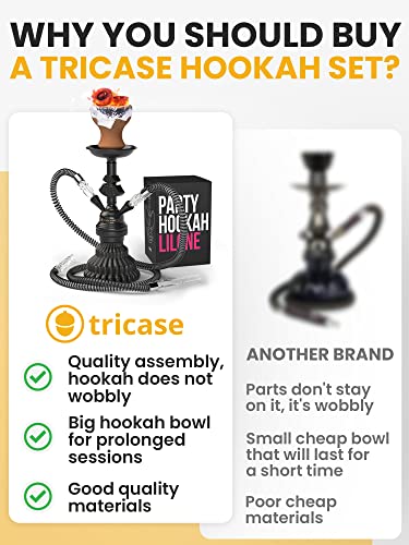 Shisha Set Klein mit 2 Schläuche - 30cm Schwarz Mini Shisha - 2 Schlauch Shisha mit shisha zubehör 50x Folie + Shisha… – Bild 8