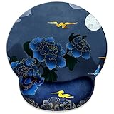 Mouse Pad with Wrist Rest Support,Bronzing Chinese Style Peony Cute Custom Gaming Made Non Slip Rubber Base Mousepad, Ergonomic Mouse Wrist Rest Pad Computer Laptop Mousepad