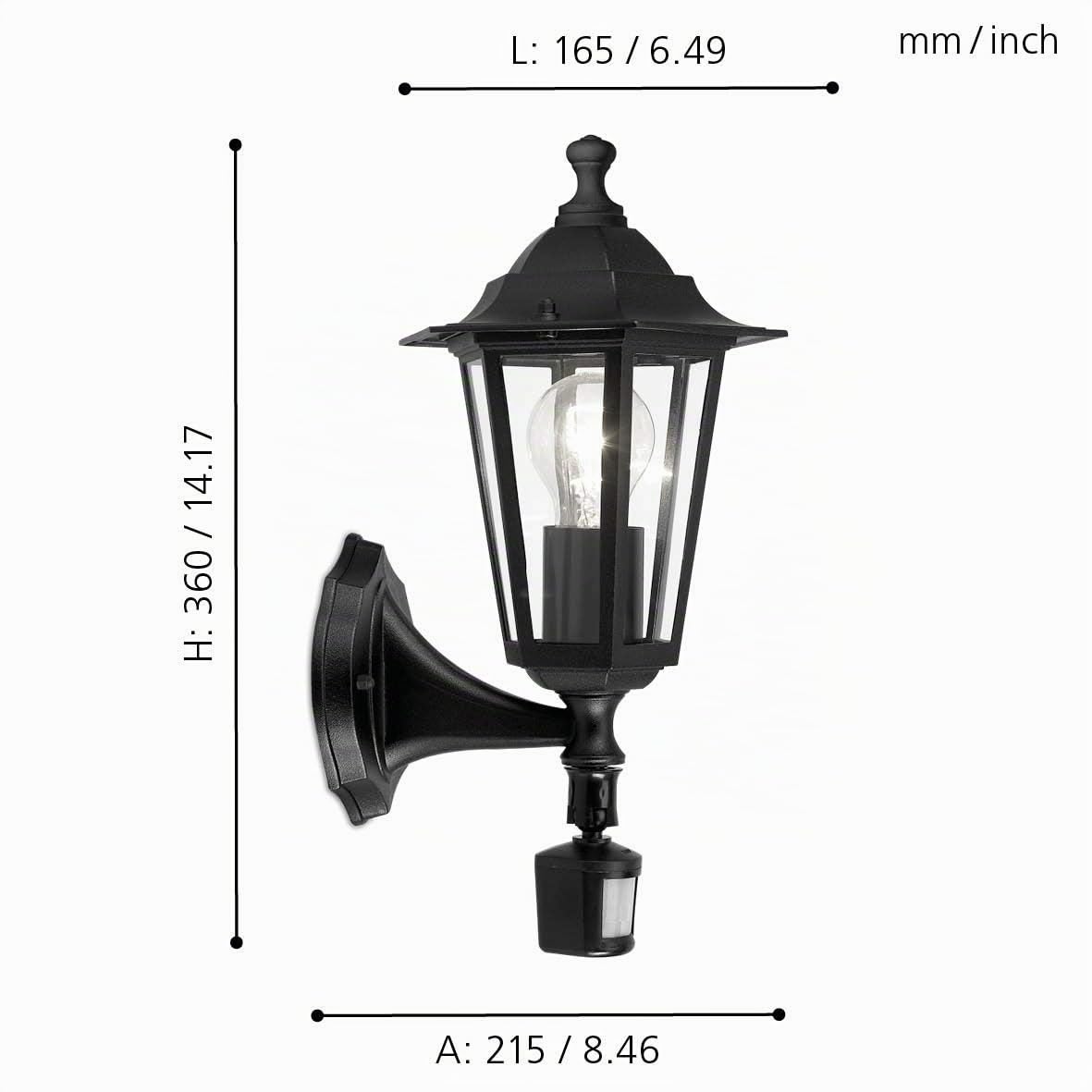Eglo Lámpara de pared de exterior Laterna 4, luz de exterior de 1 foco