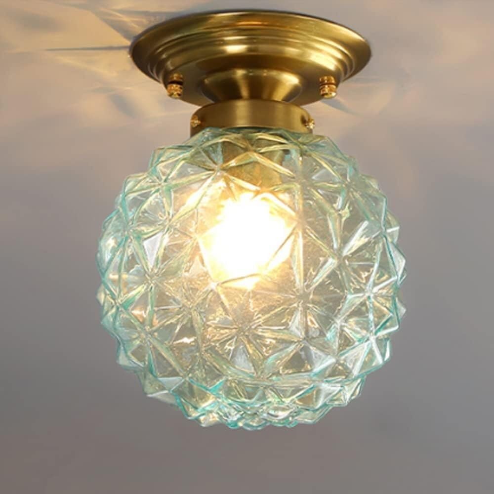 LYMSXAZOU Semi Flush Mount Ceiling Light Nordic for Aisle Corridor Entrance Balcony Bedroom Lamp Kitchen Hanging Lamp(Green)