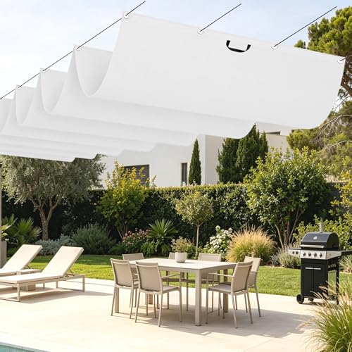 Voile ombrage rétractable vague contre la chaleur et la pluie sur le balcon