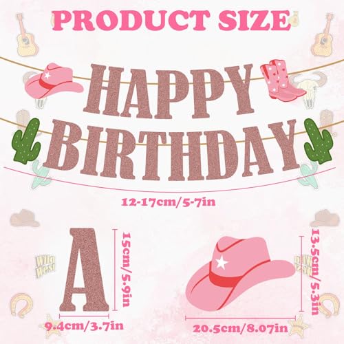 Image of Western Birthday Party Decorations, Cowboy Party Decorations Happy Birthday Banner Glitter Western Party Decors Hanging Banner Cowgirl Birthday Party Decors, Cowboy Decors for Home Party Supplies