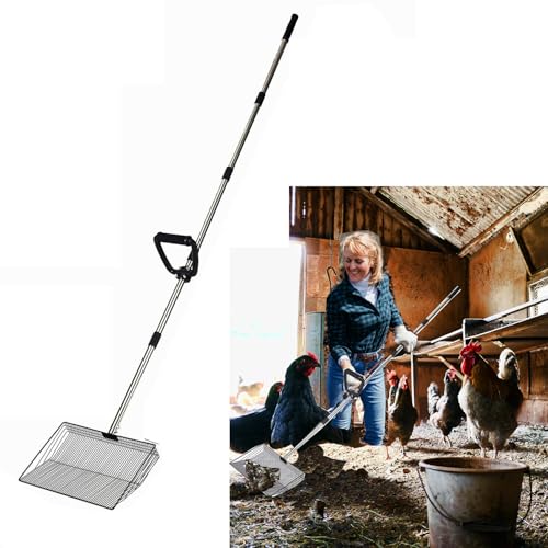 Image of 15 inch Large chicken scooper sifting shovel adjustable long handle Metal Poop Scoop for sand