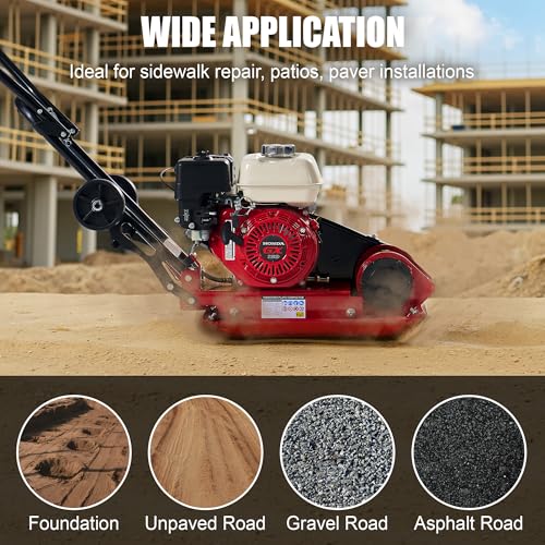 Specraft 21\" x 17\" Plate Compactor, 5.5 HP Engine and Compactor Pad, 5500 VPM 2922 lbs Compaction Force, Ideal for Asphalt, Walkways, Soil, Landscaping - Thumbnail 7