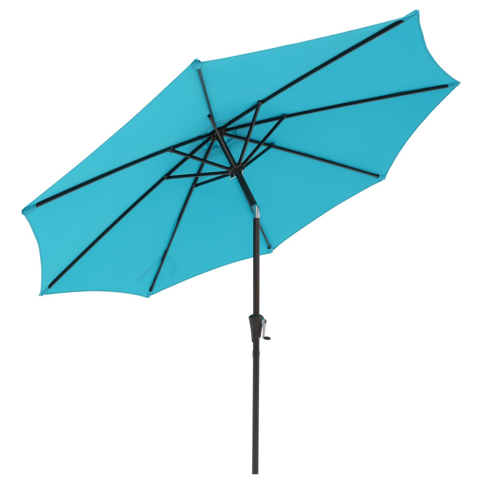 JOIVI 9 ft Patio Umbrella, Outdoor Table Market Umbrella With 8 Sturdy Ribs, Push Button Tilt and Crank, for Poolside, Lawn, Garden and Backyard (Turquoise)
