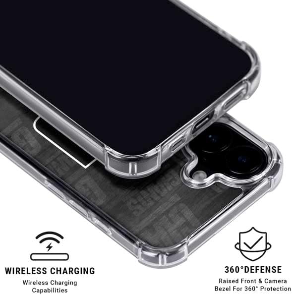 Skinit Clear Phone Case Compatible with iPhone 16 - Officially Licensed NFL New York Giants Black & White Design