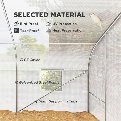 Image of Outsunny 20 x 10 x 7 ft Outdoor Walk-in Greenhouse Zippered Door White