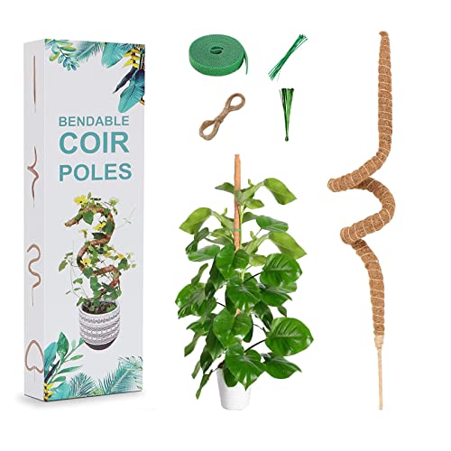 Bnimtm Poste de musgo para Monstera - Poste de musgo flexible de 45 pulgadas para plantas de queso, soportes para plantas de interior con lazos para plantas y cuerda de yute Cover