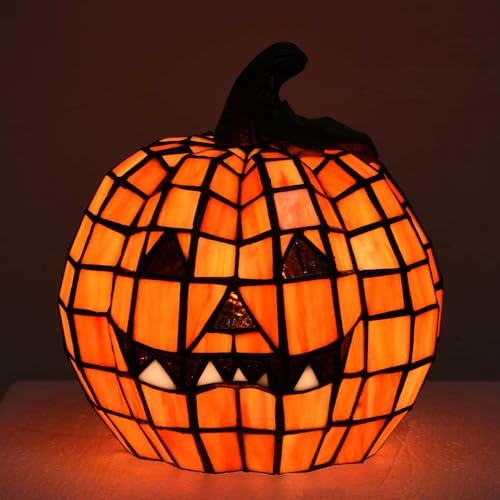 Bieye-L10927-Carved-Pumpkin-Tiffany-Style-Stained-Glass-Accent-Table-Lamp-for-Halloween-Decor Bieye L10927 Carved Pumpkin Tiffany Style Stained Glass Accent Table Lamp for Halloween Decor