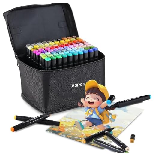 Hibisaws 80 Colores Rotulador, Marker Pen Con Base Y Maletín De Transporte, Rotuladores Doble Punta, Juego De Marcadores Impermeabile Para Niños, Adultos, Bocetos, Multicolor, Cómics Y Garabatos