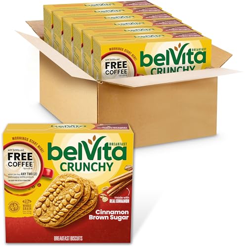 belVita Breakfast Bars Biscuits, Cinnamon Brown Sugar, 30 Total Packs, 6 Boxes (4 Biscuits Per Pack)