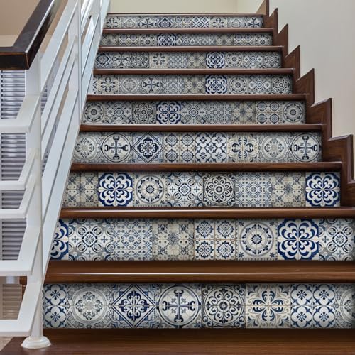 Pegatinas Azulejos Cocina 15X15 Patrón Retro Vinilo Autoadhesivo Impermeable, Decoración Pared Cocina Baño Antigrasa, Fácil Instalación Sin Taladrar Decoración Hogar