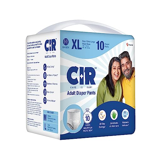 CIR Adult Diaper Pants Style | Adult Diaper Extra Large (XL)|Waist (100-150cm I 40"-59") |10 hr Absorption-Protection | Unisex with Wetness Indicator | Odour Control | Goodness of Aloe Vera | 10 Units