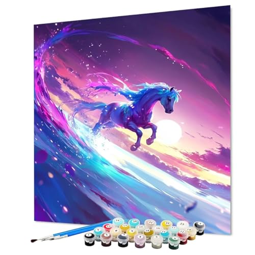 Pintar por Numeros Adultos Caballo, Pintura por Numeros Adultos Fantasías, DIY Kit Manualidades Paint by Numbers Con Pinceles y Pigmento Acrílico Para Regalos 100 x 135 cm/40x54inch (Model-1103)
