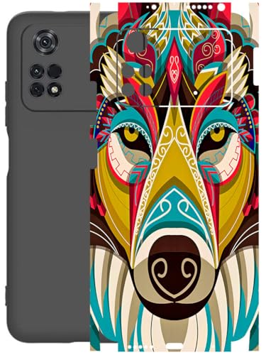 Image of AtOdds - Full Body Back Screen Guard Protector Film - Lamination Wrap Skin Sticker Compatible with Poco M4 PRO (4G) | Scratchproof Matte Finish (Mighty Wolf)