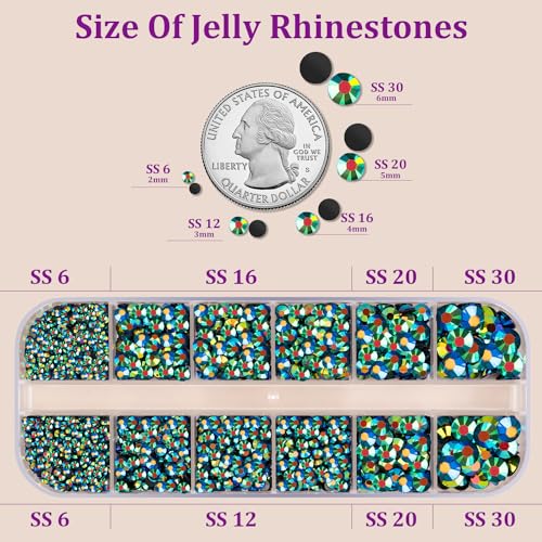 Image of Resin Jelly Rhinestones for Crafting with B7000 Jewelry Glue, 1 Box Emerald Black Flatback Crystal with 3Pcs 10ml Glue, Bedazzling Non Hotfix Gems for DIY Tumblers Clothing Shoes Manicure