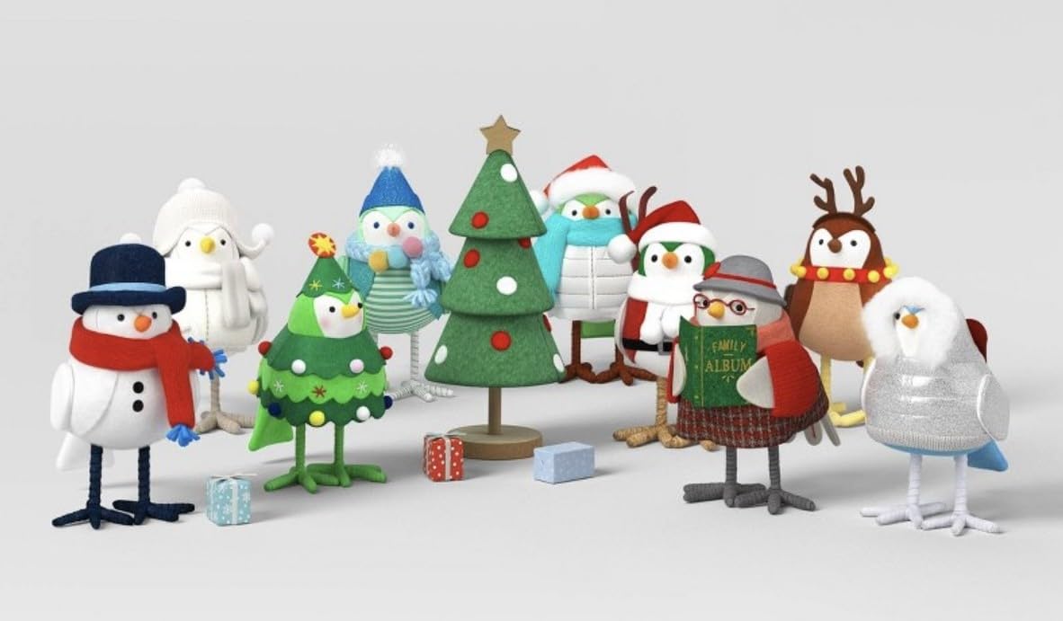 10pc 2024 Reunion Collection Christmas Bird Figurine Set