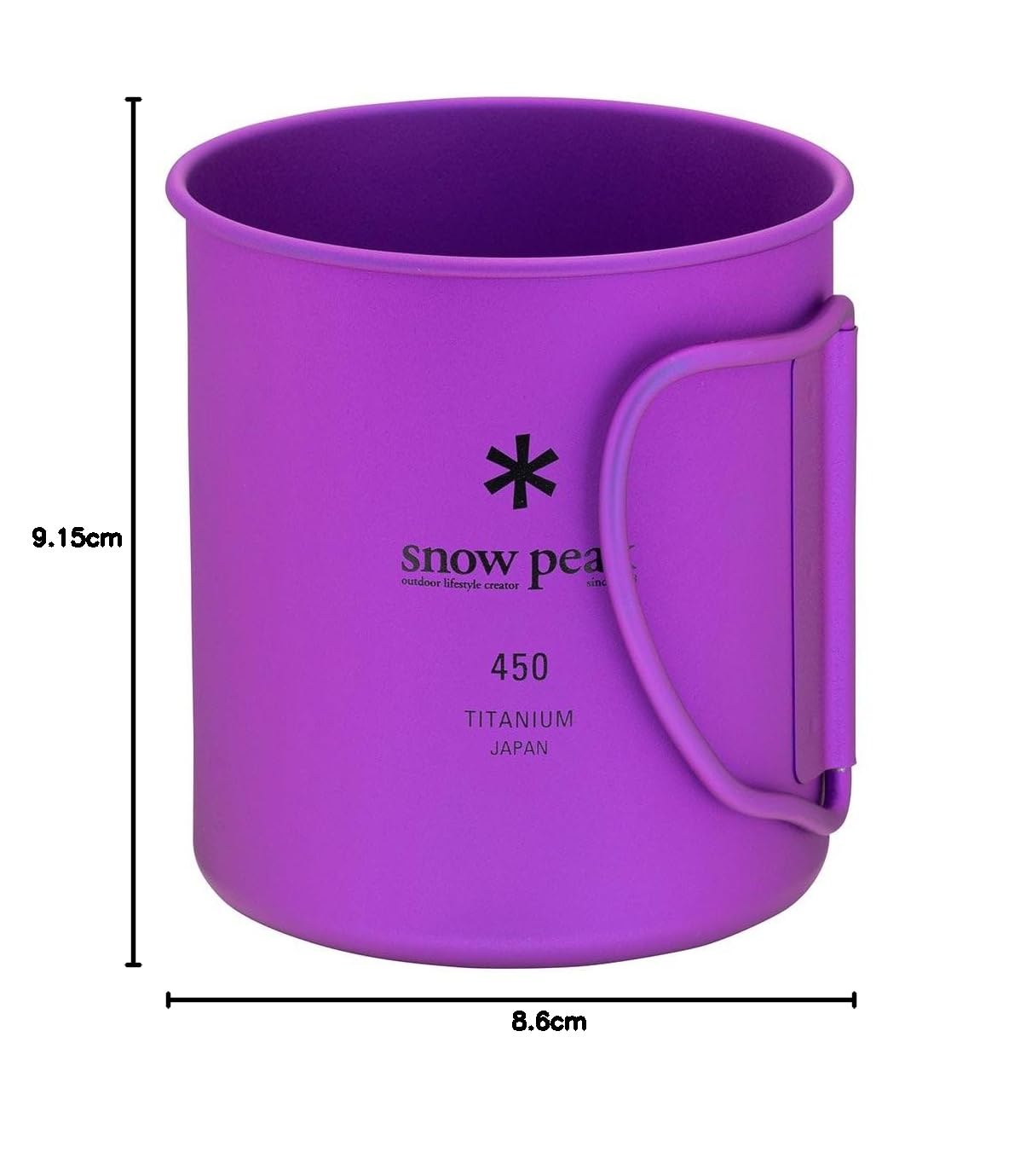 Snow Peak Ti Single Wall 450 Tasse légère et compacte avec poignées pliables Violet