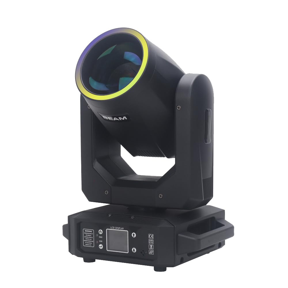 200W LED Moving Head Light with DMX512 Control - Beam & Spot Dual Mode, 6-Color Rainbow, GOBO Effects for Stage Shows, Clubs, Bar Lighting