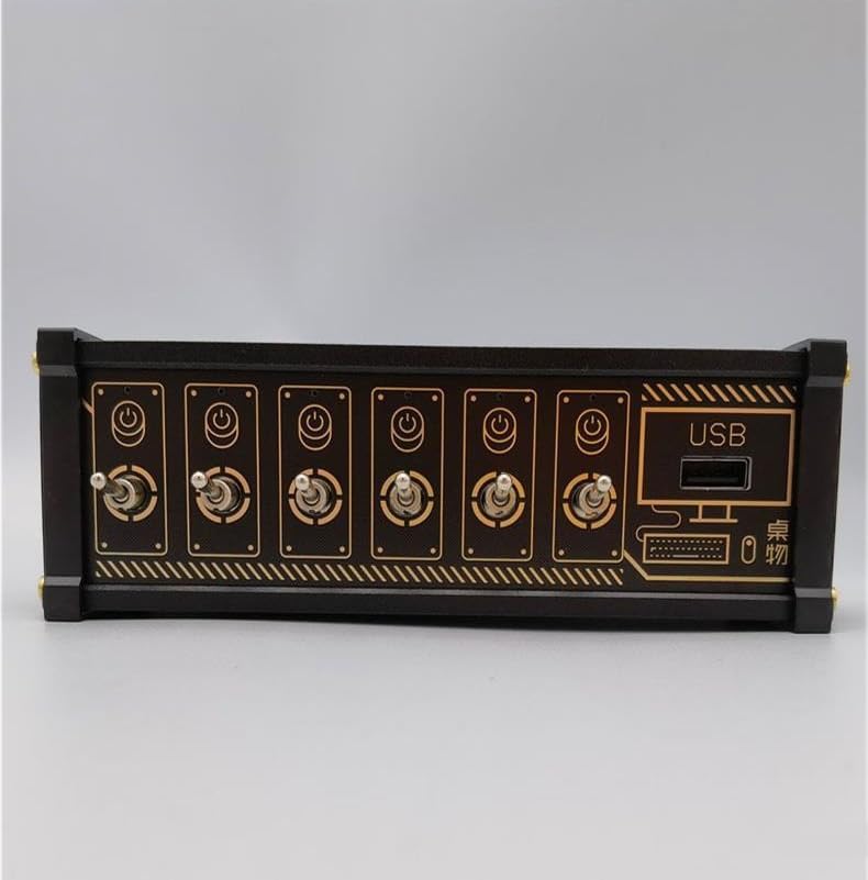 Switch USB a 6 Porte, Docking Station USB a 6 Porte, con Pulsante di Controllo Indipendente, Placcatura in Oro, Funzione di Controllo Vocale, per Telefoni, Tablet E Gadget