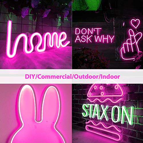 Image of Lamomo LED Neon Flex, 16.4ft /5m Pink Neon Light Strip, 12V Flexible Waterproof Neon LED Strip, Silicone LED Neon Rope Light for Kitchen Bedroom Indoor Outdoor Decoration(Power Adapter no Included