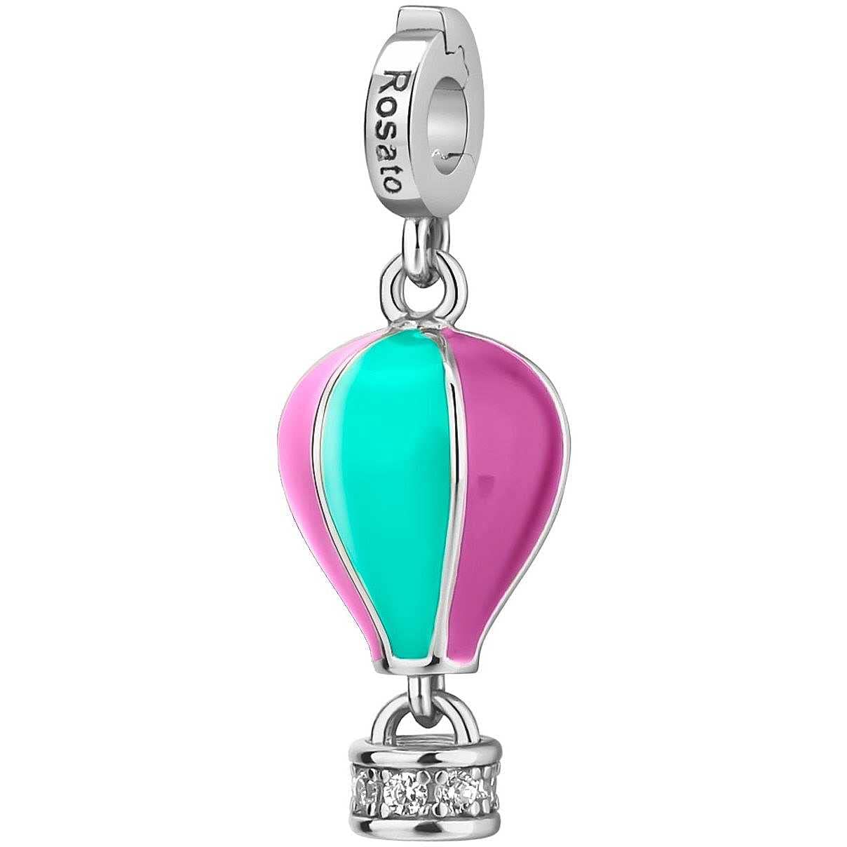 Rosato Charm a Forma di Mongolfiera da Donna Collezione Storie. Gioiello in Argento 925 con placcatura in rodio e zirconi. La referenza è RZ203R