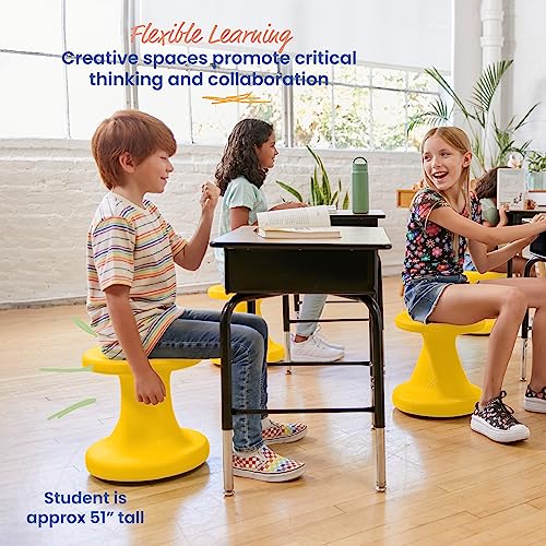 Image of ECR4Kids Twist Active Wobble Stool, 14in Seat Height, Classroom Furniture, Yellow