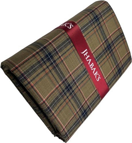 Image of JHABAK'S Cotton Blend Unstitched Checkered Fabric for Men - 2.35m Shirt Piece / 3m Kurta Piece - Width 36 Inches