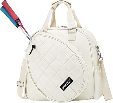 Tennis Tote Bag 3 Rackets Shoulder Bag for Women Large Badminton Pickleball Racquet Tote Bag with Zipper & Shoulder Strap, Big Compartment Tote Bag
