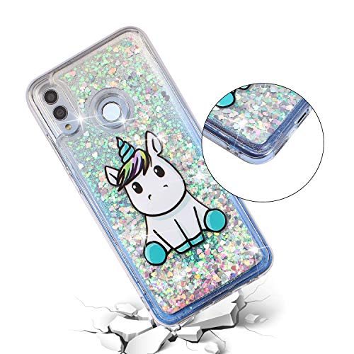 ChoosEU Compatible con Funda Huawei Y7 2019 Silicona Transparente Dibujos Glitter Brillante Bonita Carcasas Liquido Purpurina Case Antigolpes Bumper Cover Protección Caso - Unicornio