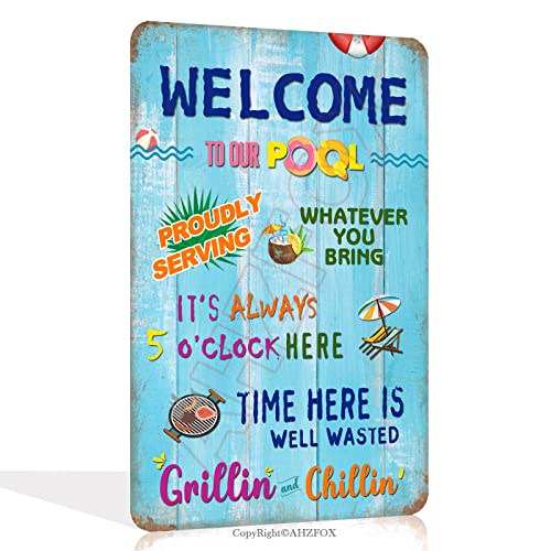 AHZFOX Panneau de règles de piscine Funny Vintage Welcome to Our ...