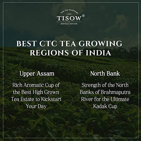 Image of TISOW Assam Select Strong Tea | 2 Premium Single Estate Healthy Teas of Upper Assam & North Bank | 4 Vacuum Packs from the Best CTC Tea Growing Regions of India (50 Gm)