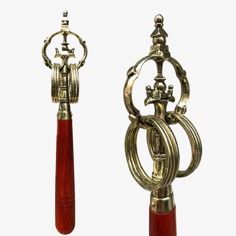 六輪錫杖　手錫杖　密教仏具　仏具 Amazon｜密教法具 錫杖 しゃくじょう 禅杖 無垢材ハンドル金 銀