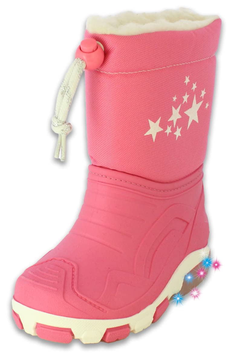 Beck Girls' Blinking Stars Rain Boot, Pink, 10/10.5 UK Child