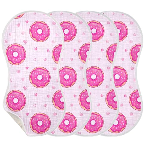 Sprinkled Donut Heart Pink Baby Burp Cloths Cotton Washcloths Soft Absorbent Burping Rags for Baby Girl Boy Muslin Burp Cloths 1 Pack3