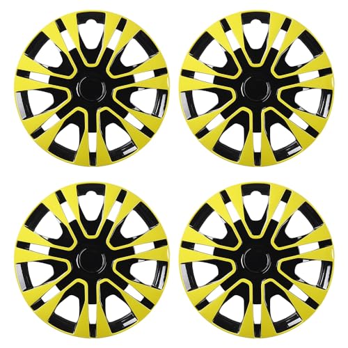 Image of Yellowish Green Hubcap Wheel Cover Replacement Kit 12 inch Hub Caps Wheel Rim Cover Car Exterior Accessories Pack of 4, 12 Inches