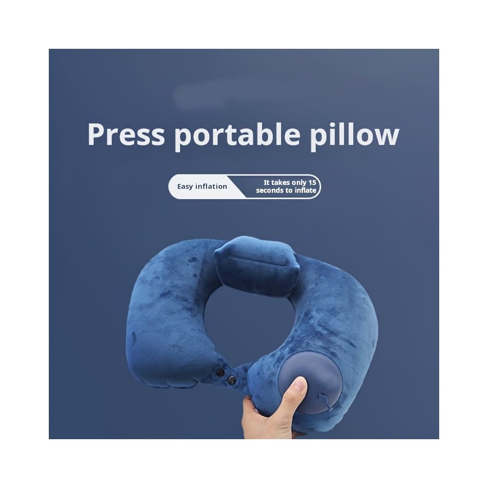 SMFUYT NYSDM 1pc Oreiller de Voyage Gonflable, Oreiller Ultraléger, Oreiller Cervical à Capuchon sur Avion, Oreillers Lavables Portables pour la Sieste au Bureau