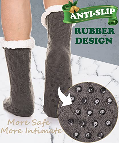 EBMORE Mens Slipper Fuzzy Socks Winter Cozy Fluffy Cabin Warm Fleece Soft Comfy Thick Non Slip Home Socks2