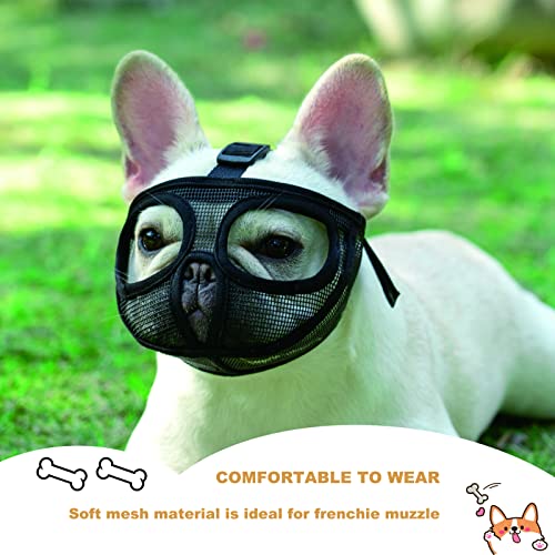 Maulkorb für Hunde,Kurze Schnauzen Hund -Maulkorb,Bulldogge Maulkorb Anti-Beißen, Kauen, Bellen, Hundemaske(S,Schwarz)