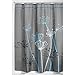 Produktbild iDesign Thistle Duschvorhang | 180,0 cm x 200,0 cm großer Badewannenvorhang | waschbarer Duschvorhang aus weichem Stoff | mit Blumen-Motiv | Polyester grau/blau