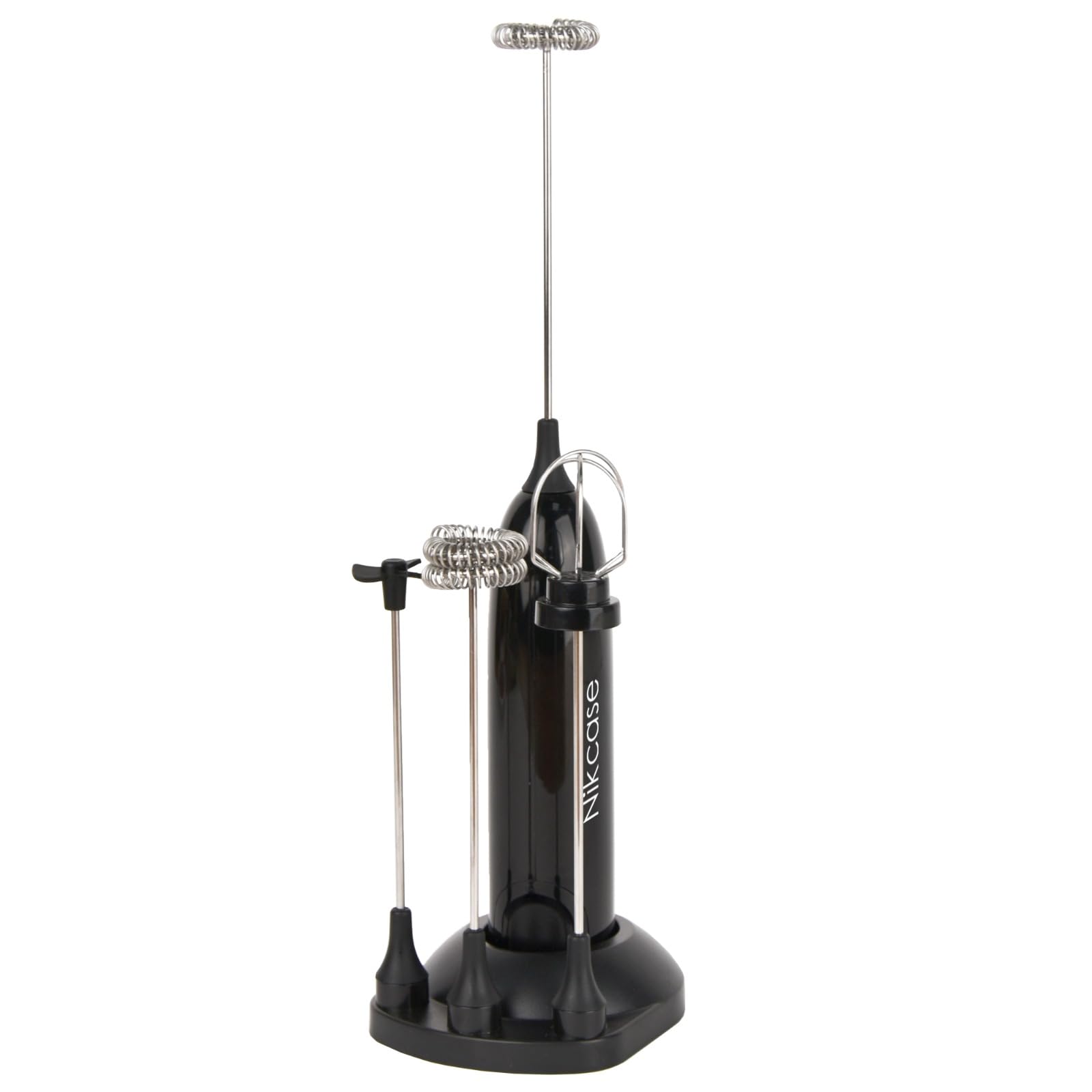 Nik case 6+6 Month Warranty Handheld Milk Frother | Frother Coffee Maker | Stand and 4 Attachments of Whisk | Electric Battery-Operated Mixer for Coffee, Cappuccino Latte, Hot Chocolate, Egg (Black) (B0DB5QW1DH) Amazon Price History, Amazon Price Tracker