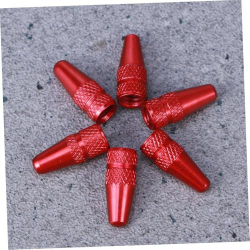 6 Pcs Tapas de Válvula Aluminio Rojo para Bicicleta miniatura 2