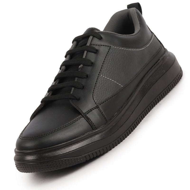 FAUSTO FST KI-696 BLACK-41 Mens Black Classic Chunky Lace Up Sneaker Ankle Shoes|Walking|Low Top|Casual Shoe (7 UK) (B0D122CRMS) Amazon Price History, Amazon Price Tracker