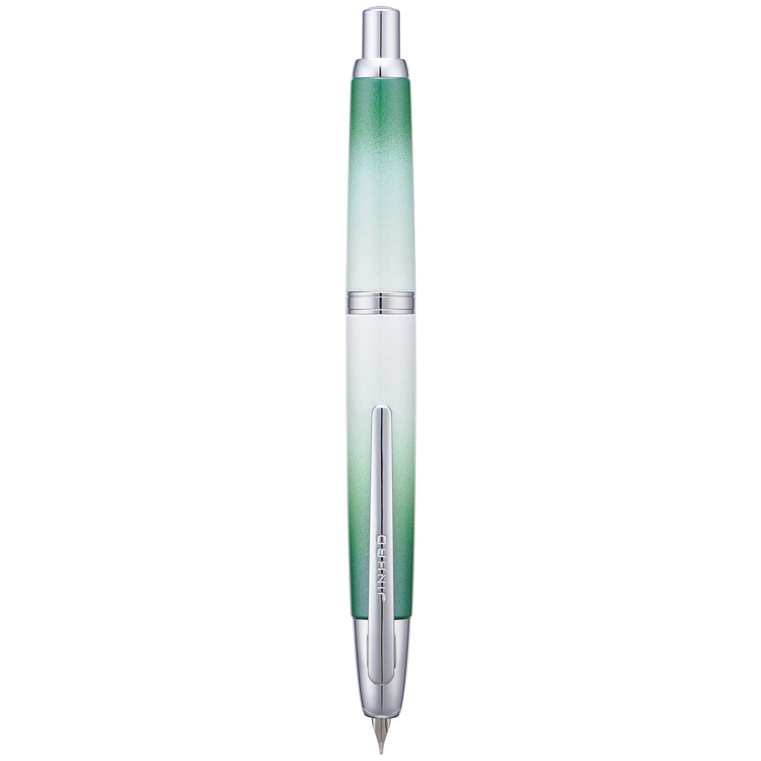 Jinhao 10 Press Fountain Pen with Box, Gradient Grass Green Retractable Medium Nib with Ink Converter Set (Silver Clip)