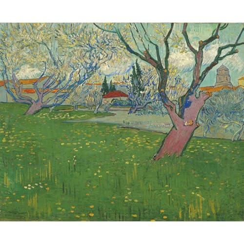 Toile Van Gogh Vergers en fleur grand format 76x101cm art mural salon moderne