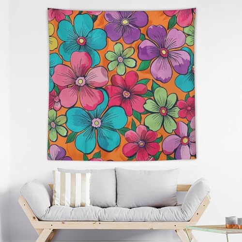 Tapisserie fleur vintage orange pour créer un coin cosy en chambre