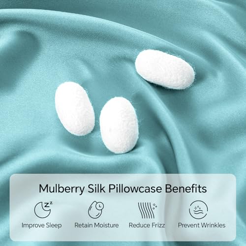 Image of INFIIXSO Body Pillow Cover with Zipper, Luxury Mulberry Silk Long Body Pillow Case 20x54 Inches, Ultra Smooth and Soft Cooling Body Pillow Pillowcase, Gift for Women, Men(Ocean Mist)