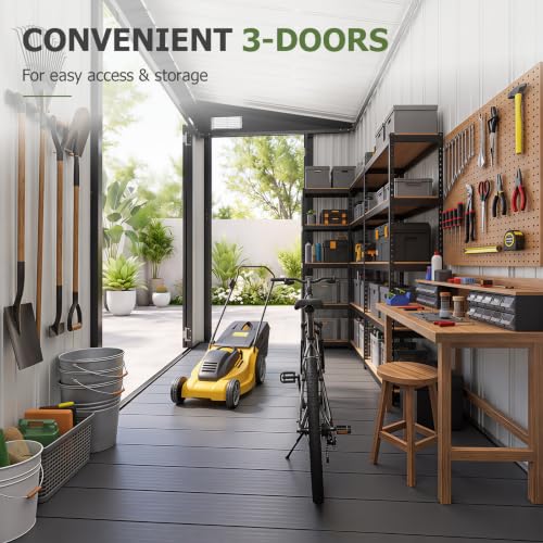 Aoxun 7.5'x4' Outdoor Storage Shed with 3 Lockable Doors & 14mm PP Floor - Image 4