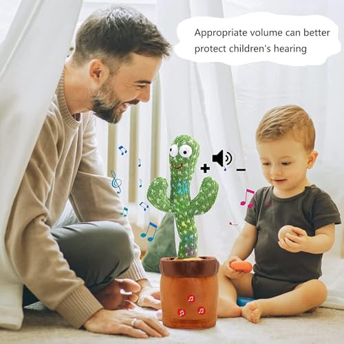 Image of Interactive Dancing Cactus Plush Toy with Lights,Three Buttons Cactus with Volume Adjustable Keys,Voice & Touch Activated, Sing, Dance, Baby Toy, Light-Up Feature-Perfect for Kids Gift.
